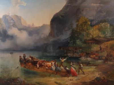 Kopist nach Friedrich Gauermann "Einschiffung am Königssee" - Arte, antiquariato, mobili e tecnologia