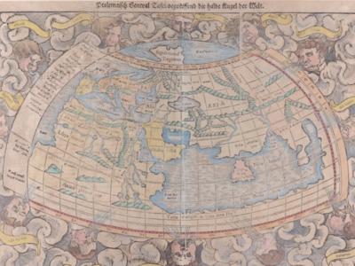 "Ptolemaisch General Tafel begreifend die halbe Kugel der Welt" mit 12 Winden - Arte, antiquariato, mobili e tecnologia