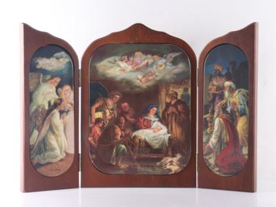 Sakraler Triptychon "Anbetung der Hirten" - Kunst, Antiquitäten, Möbel und Technik