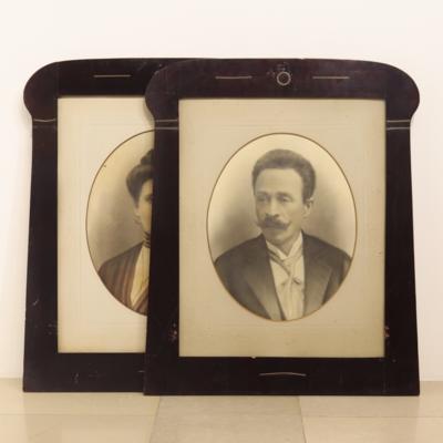 Paar Jugenstil Bilderrahmen mit Portaitfotos eines Paares - Art, antiques, furniture and technology