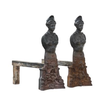 Paar rustikale Kaminböcke, - Art, antiques, furniture and technology
