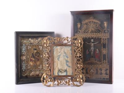 Konvolut aus 3 sakralen Bildnissen des 19. Jhs. - Art, antiques, furniture and technology