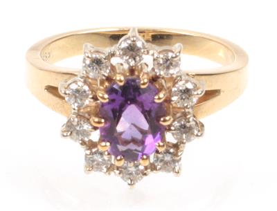 Brillant-Amethyst Damenring - Schmuck