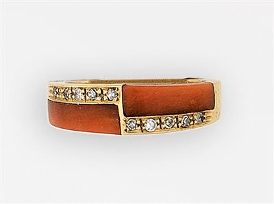 Diamant Korallen Damenring - Jewellery