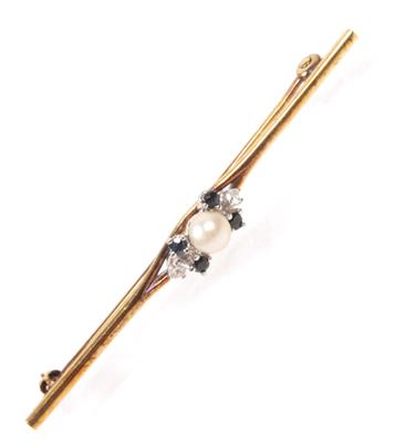 Diamant Saphir Brosche Kultur perle - Jewellery