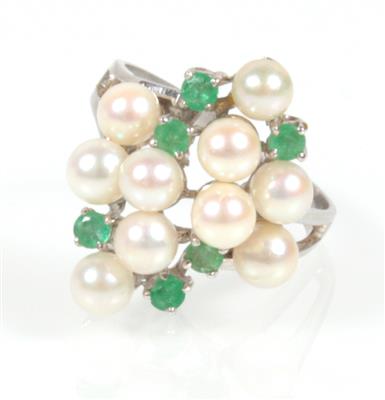 Kulturperlen Smaragd Damenring - Jewellery