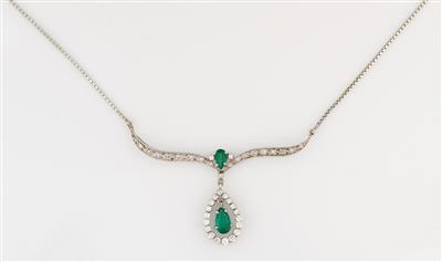 Brillant Diamant Smaragd Collier - Klenoty