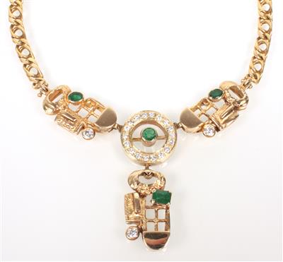 Smaragd Brillant Collier zusammen ca. 1,40 ct - Gioielli