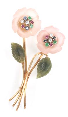 Brillant Farbsteinbrosche "Blumen" - Jewellery