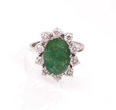 Brillant-Smaragddamenring zus. ca. 0,80 ct - Gioielli