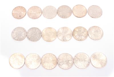 Satz Silbermünzen ATS 25,- 1955-1964, 1966-1973 - Gioielli