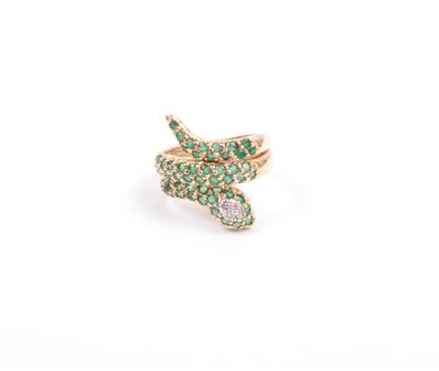 Smaragd Brillant Damenring "Schlange" - Schmuck Onlineauktion