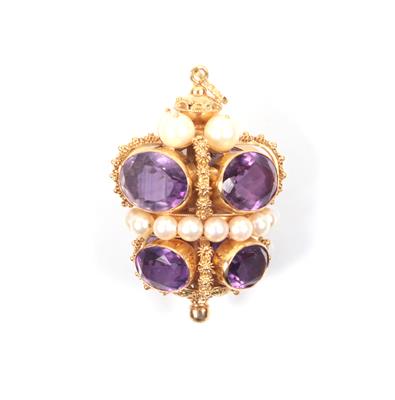 Opulenter Amethyst Kulturperlen Anhänger - Weihnachtsauktion Schmuck und Uhren Onlineauktion