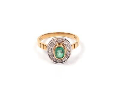 Smaragd Diamant Damenring - Klenoty