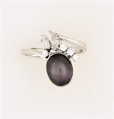 Sternsaphir Brillant Diamant Damenring - SALE: ONLINE-Auktion Schmuck und Uhren