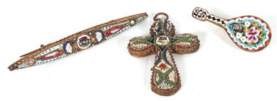 1 Kreuz, 2 Broschen - Schmuck und Uhren online auction