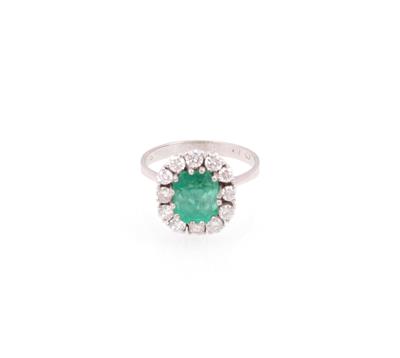 Brillant-Smaragddamenring zus. ca. 0,80 ct - Jewellery