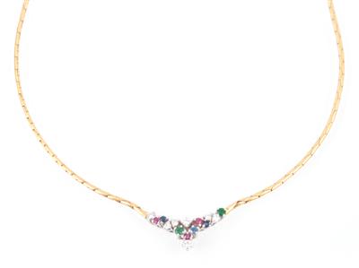 Brillant Farbstein Collier - Schmuck und Uhren