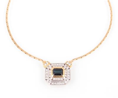 Saphir Brillant Diamant Collier - Gioielli