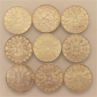9 Sammlermünzen ATS 25,-- - Klenoty