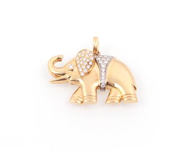 Brillantanhänger "Elefant" zus. ca. 1,30 ct - Schmuck und Uhren