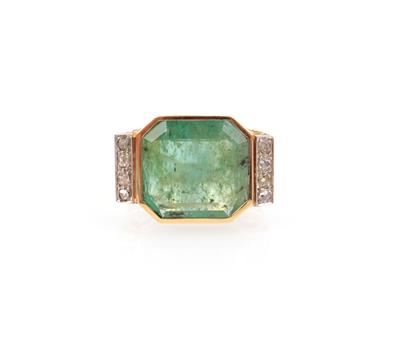 Smaragd-Diamantring 7,88 ct - Gioielli