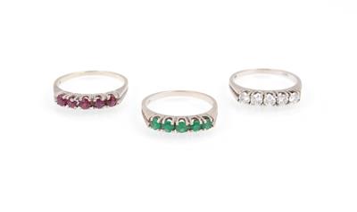 Brillant Farbstein Ringset - Schmuck und Uhren