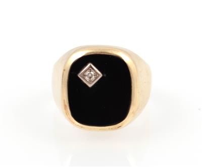 Onyx Brillant Herenring - Schmuck und Uhren