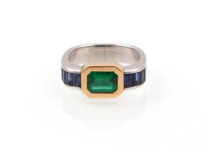 Smaragd Saphir Damenring - Vánoční aukce - Klenoty
