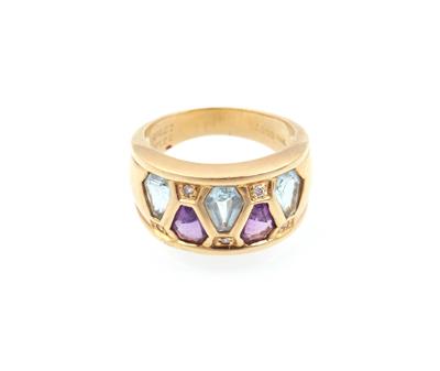 Blauer Topas-Amethyst Ring - Jewellery