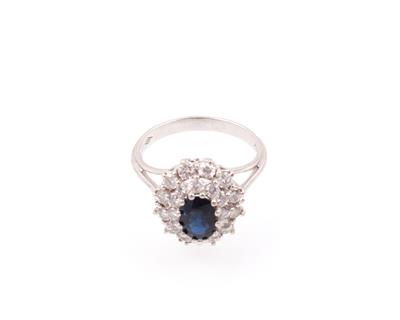 Saphir Brillantring grav. 1,14 ct - Gioielli