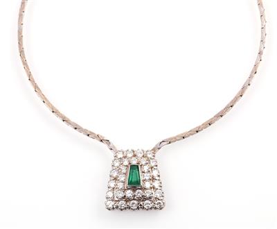 Brillant Smaragd Collier zus. ca. 2,00 ct - Schmuck und Uhren