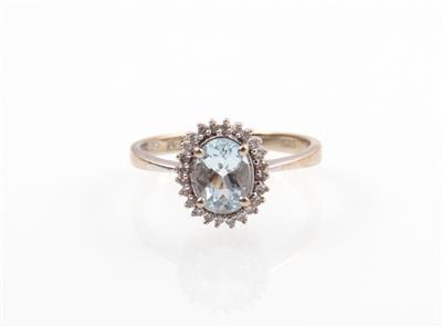 Aquamarin Diamant Damenring - Schmuck und Uhren