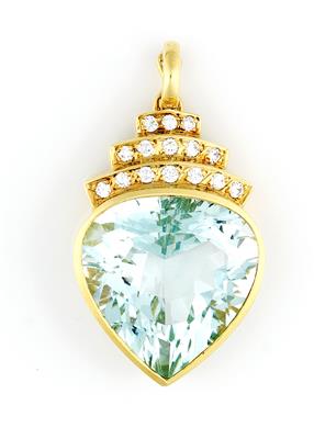 Brillant Aquamarin Anhänger zus. ca. 33,45 ct - Schmuck und Uhren