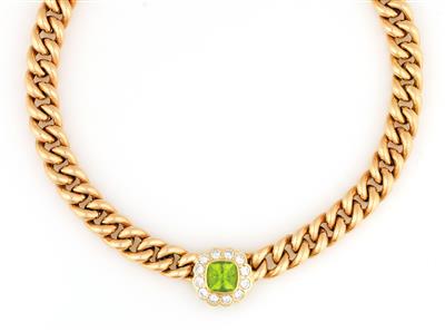 Brillant Peridot Collier zus. ca. 3,90 ct - Schmuck und Uhren