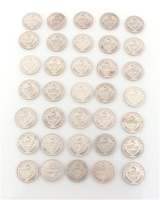 35 Silbermünzen ATS 5,-- - Münzen für Sammler