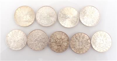 9 Münzen ATS 25,-- - Coins for collectors