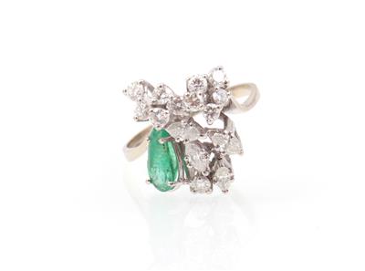 Smaragd Brillant Diamant Damenring - Gioielli e orologi