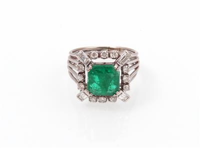 Smaragd Brillant Diamant Damenring - Schmuck und Uhren