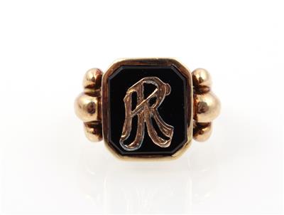 Onyx Herrenring "R" - Gioielli e orologi