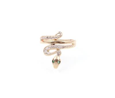 Diamant Smaragd Schlangenring - Klenoty a náramkové