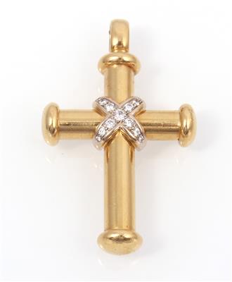 Brillantkreuzanhänger zus. ca. 0,60 ct - Schmuck und Uhren