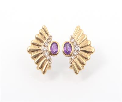 Amethyst Brillant Ohrclips - Schmuck und Uhren