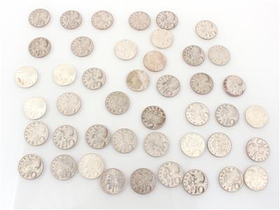 44 Silbermünzen ATS 10,-- - Jewellery and watches