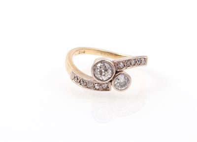 Altschliffbrillant Diamant Damenring zus. ca. 0,70 ct - Jewellery and watches
