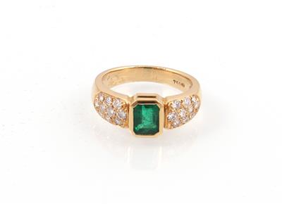 Brillant-Smaragd-Ring - Schmuck und Uhren