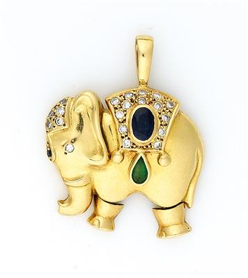 Brillant Farbstein Anhänger "Elefant" - Klenoty a náramkové