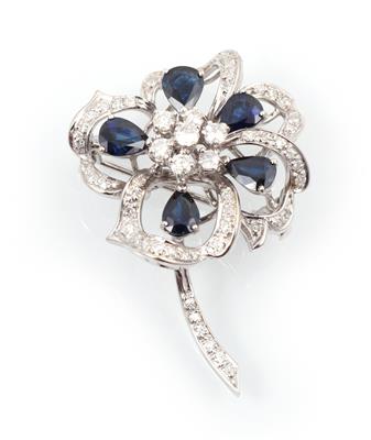 Saphir Diamant Brosche - Jewellery and watches