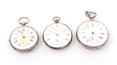 3 Taschenuhren mit Schlüsselaufzug - Jewellery and watches