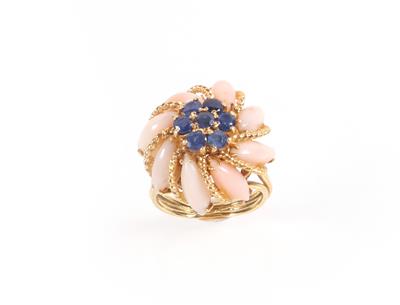 Saphir Korallen Damenring - Jewellery and watches